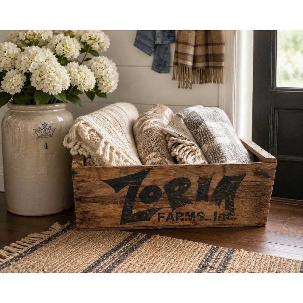Zoria Farms Inc Wooden Produce Crate Box Rustic Farm‎ Decor 1993 CA